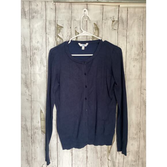 Time and Tru Women's Navy Blue Crew Neck Cardigan Size S - Picture 1 of 3